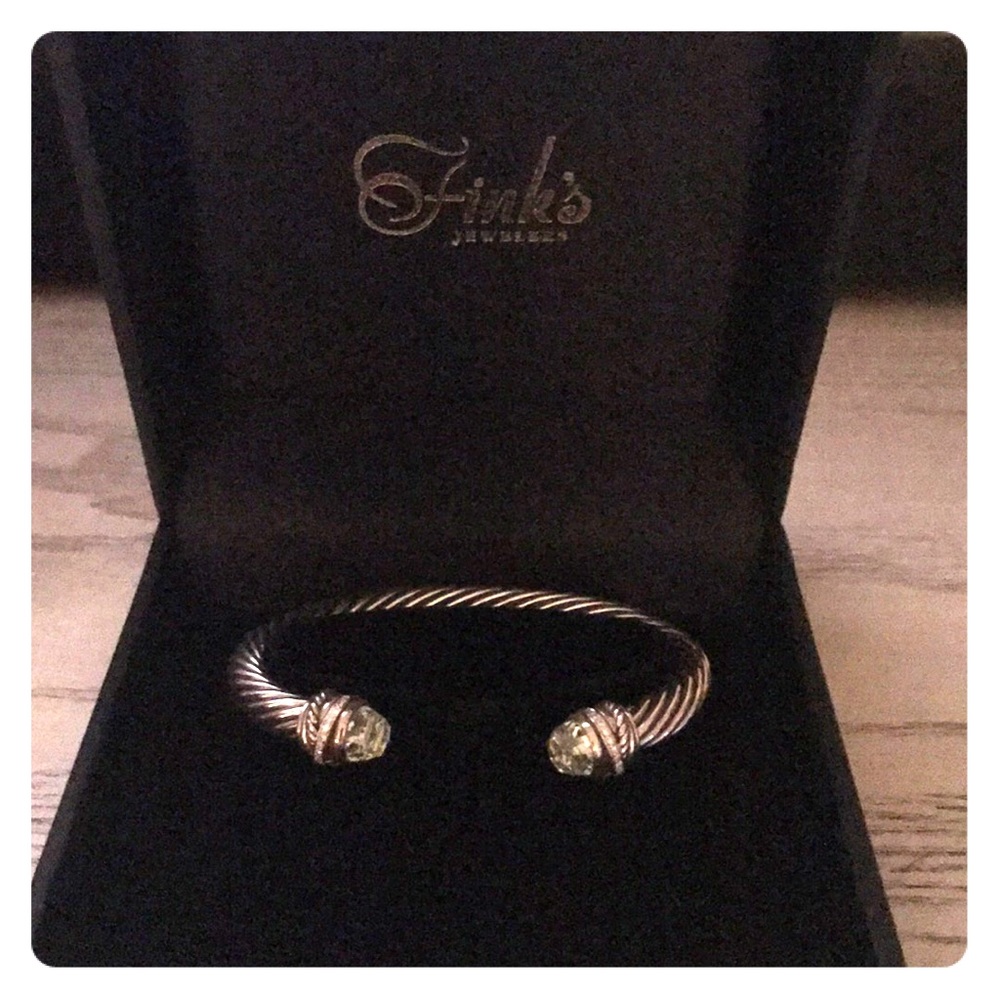 Cable Crossover Bracelet w/Prasiolite and Diamonds